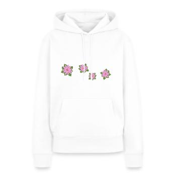 Quatre fleurs roses - Sweat à capuche Premium bio Femme - blanc - Devant - Julia (174cm)