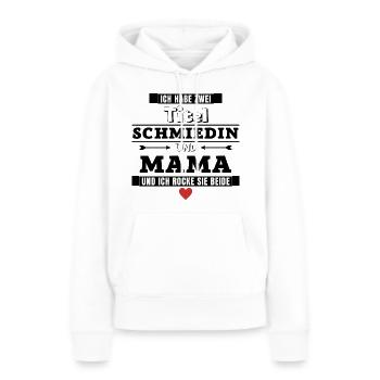 Ich habe zwei Titel Schmiedin und Mama - Frauen Premium Bio Hoodie - Weiß - Vorne - Julia (174cm)