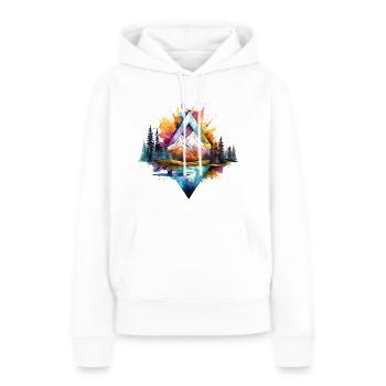 Nature Montagnes Forêt Art Géométrique Éclaboussure colorée - Sweat à capuche Premium bio Femme - blanc - Devant - Julia (174cm)