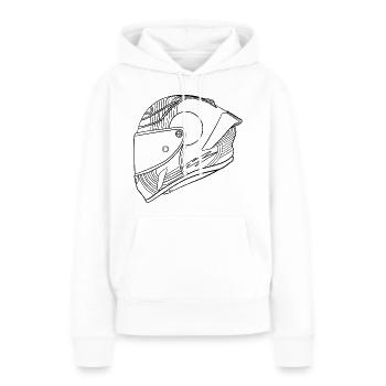 Schwarz Helm - Visier  - Frauen Premium Bio Hoodie - Weiß - Vorne - Julia (174cm)