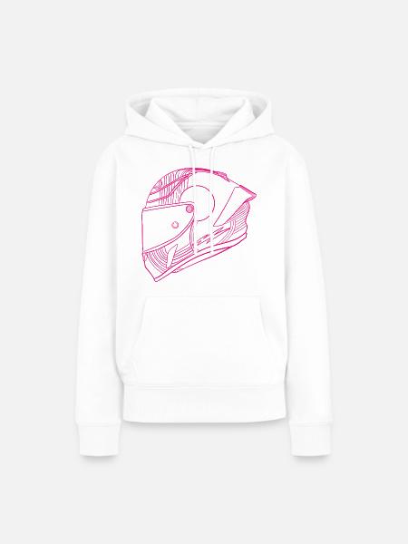 Neon pink Helm - Visier - Frauen Premium Bio Hoodie - Weiß