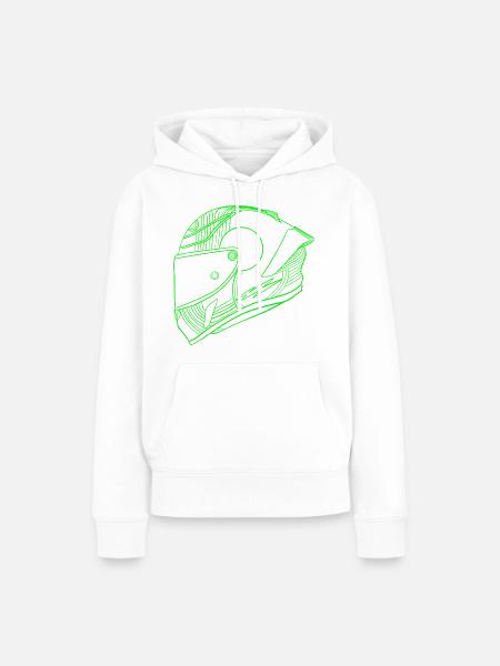 Neon Grün Helm - Visier - Frauen Premium Bio Hoodie - Weiß