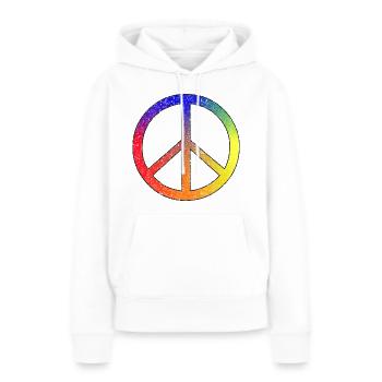 Frieden in Regenbogenfarben - Frauen Premium Bio Hoodie - Weiß - Vorne - Julia (174cm)