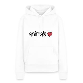 tiere herz tierliebe text - Frauen Premium Bio Hoodie - Weiß - Vorne - Julia (174cm)