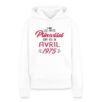 Princesses nées en avril 1975 - Sweat à capuche Premium bio Femme - blanc - Devant - Julia (174cm)