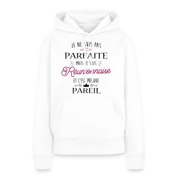 Réunionnaise Parfaite - Sweat à capuche Premium bio Femme - blanc - Devant - Julia (174cm)