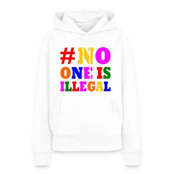 No one is illegal - Sweat à capuche Premium bio Femme - blanc - Devant - Julia (174cm)