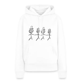 quatre amis - Sweat à capuche Premium bio Femme - blanc - Devant - Julia (174cm)