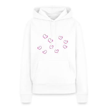 rosa herzen linie herz muster - Frauen Premium Bio Hoodie - Weiß - Vorne - Julia (174cm)