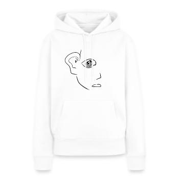 ohr hören - Frauen Premium Bio Hoodie - Weiß - Vorne - Julia (174cm)