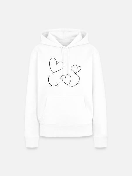herz liebe - Frauen Premium Bio Hoodie - Weiß