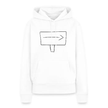 bouclier fléché de direction - Sweat à capuche Premium bio Femme - blanc - Devant - Julia (174cm)