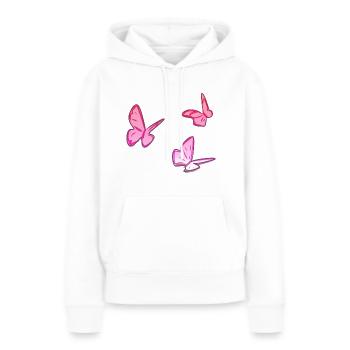 rosa schmetterlinge schmetterling rosa muster - Frauen Premium Bio Hoodie - Weiß - Vorne - Julia (174cm)
