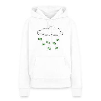 Argent pluie nuage ciel richesse - Sweat à capuche Premium bio Femme - blanc - Devant - Julia (174cm)