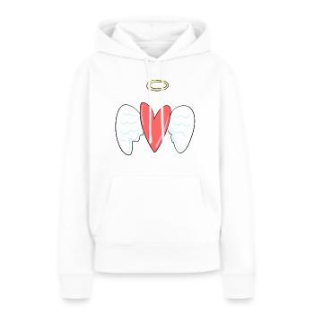 ange cœur rouge protéger l’amour anges gardiens anges - Sweat à capuche Premium bio Femme - blanc - Devant - Julia (174cm)