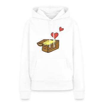 coffre au trésor symbole cœurs au trésor rouge - Sweat à capuche Premium bio Femme - blanc - Devant - Julia (174cm)
