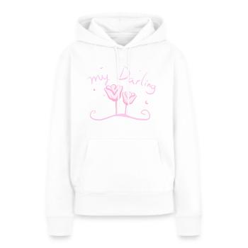 ma rose rose darling préférée Darling Flower - Sweat à capuche Premium bio Femme - blanc - Devant - Julia (174cm)