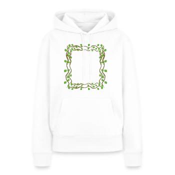 Feuilles forme carrée Cadre carré - Sweat à capuche Premium bio Femme - blanc - Devant - Julia (174cm)