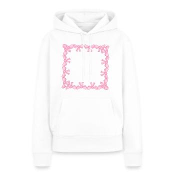 cadre carré boucle carrée rose - Sweat à capuche Premium bio Femme - blanc - Devant - Julia (174cm)