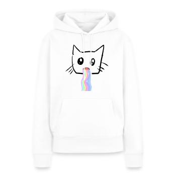 Katze Regenbogen Kotze Tier Süß - Frauen Premium Bio Hoodie - Weiß - Vorne - Julia (174cm)