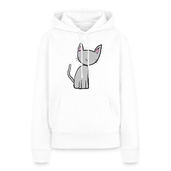 graue Katze Tier Haustier grau Symbol - Frauen Premium Bio Hoodie - Weiß - Vorne - Julia (174cm)