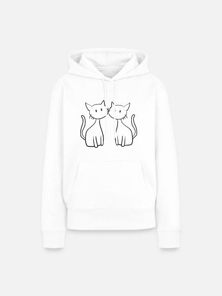 zwei Katzen Freunde süß - Frauen Premium Bio Hoodie - Weiß