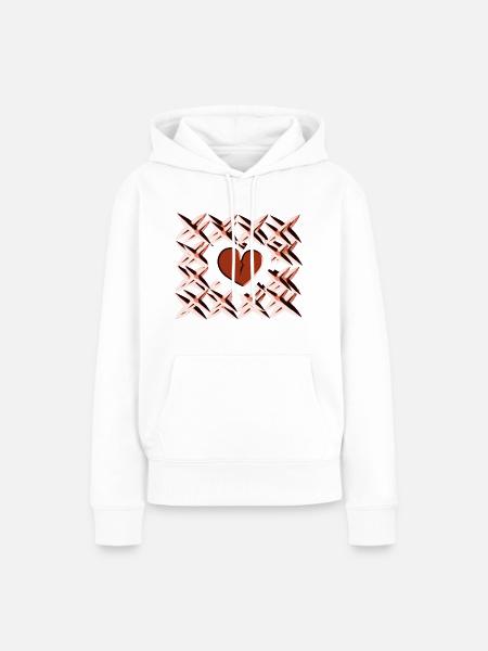 rotes herz muster - Frauen Premium Bio Hoodie - Weiß