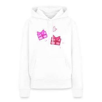 Deux cadeaux symbole forme Noël - Sweat à capuche Premium bio Femme - blanc - Devant - Julia (174cm)