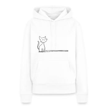 Ligne mignonne caressée par chat - Sweat à capuche Premium bio Femme - blanc - Devant - Julia (174cm)