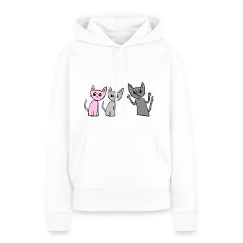 Combattre les chats Chats Cris - Sweat à capuche Premium bio Femme - blanc - Devant - Julia (174cm)