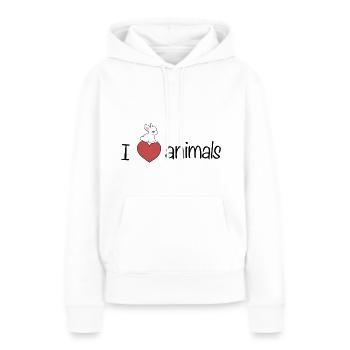 ich liebe tiere Hase tierliebe - Frauen Premium Bio Hoodie - Weiß - Vorne - Julia (174cm)