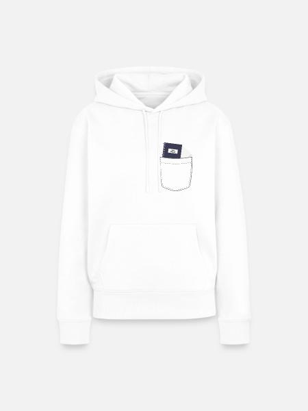Brusttasche mit Notizheft - Frauen Premium Bio Hoodie - Weiß