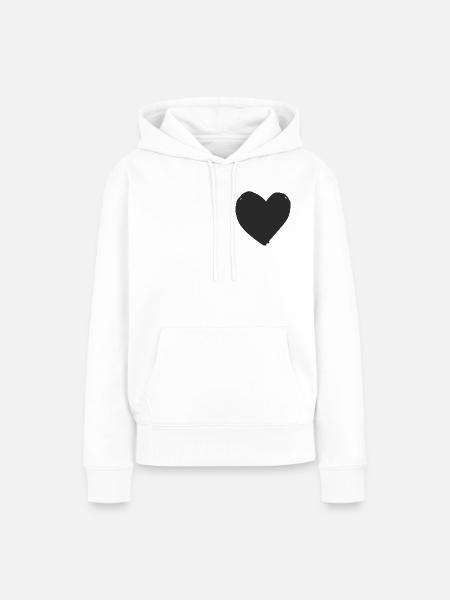 Schwarze Herzsilhouette - Frauen Premium Bio Hoodie - Weiß