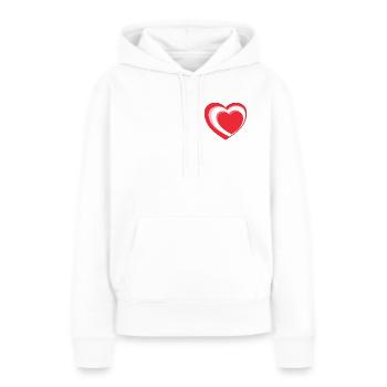 Rouge-Blanc-Rouge Coeur - Sweat à capuche Premium bio Femme - blanc - Devant - Julia (174cm)