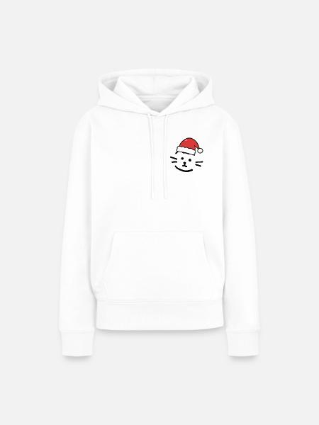 Cat with christmas hat - Frauen Premium Bio Hoodie - Weiß