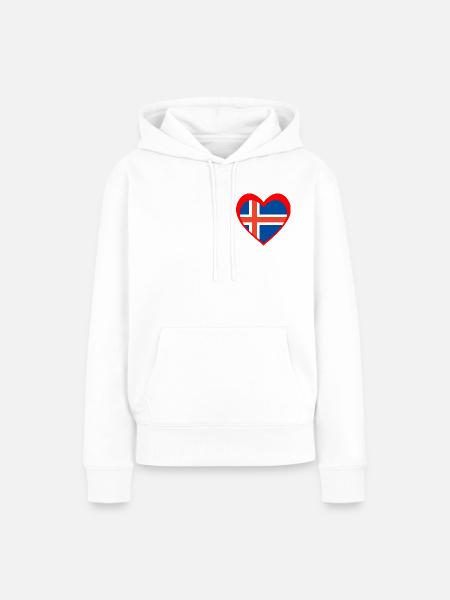Ísland Hjarta – Ást til Íslands - Frauen Premium Bio Hoodie - Weiß