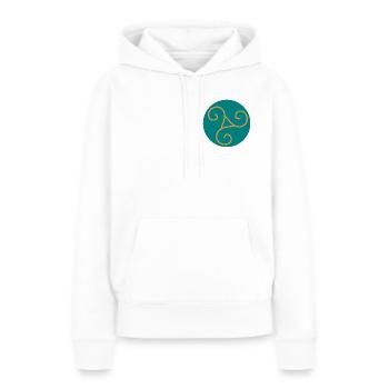 Decorative triskel in orange scrolls - Women’s Premium Organic Hoodie - white - Front - Julia (174cm)