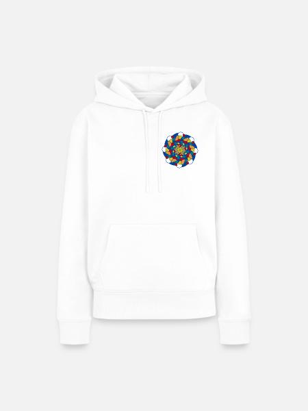 Helles Kaleidoskop-Mandala - Frauen Premium Bio Hoodie - Weiß