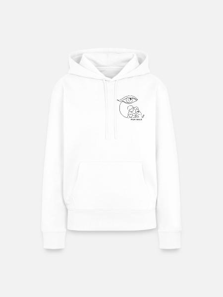 Guardian Eye – Kind & Hund One-Line-Art - Frauen Premium Bio Hoodie - Weiß