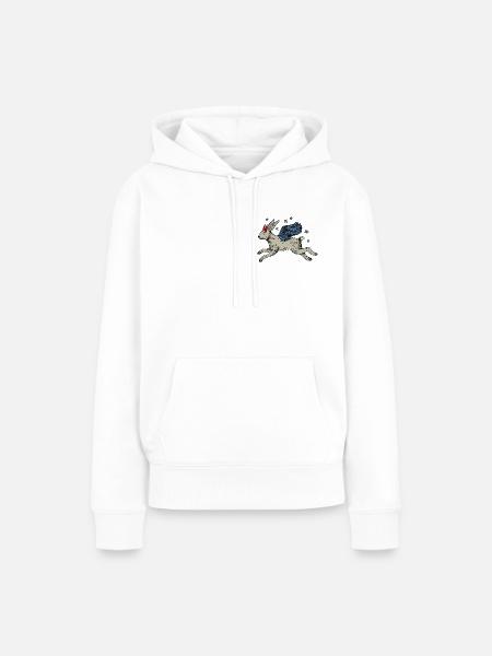 Flügelhase im Sternenflug - Frauen Premium Bio Hoodie - Weiß