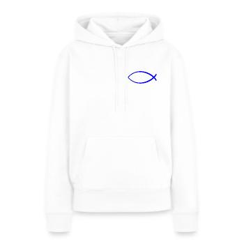 Ichtus poisson bleu foncé - Sweat à capuche Premium bio Femme - blanc - Devant - Julia (174cm)