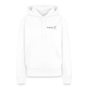 Cadeau Maman Fête des Mères, Naissance, Coeur - Sweat à capuche Premium bio Femme - blanc - Devant - Julia (174cm)
