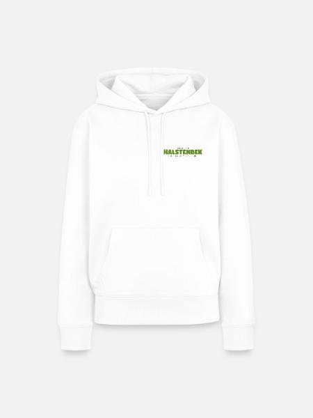 Halstenbek, als grüner Slogan - Frauen Premium Bio Hoodie - Weiß