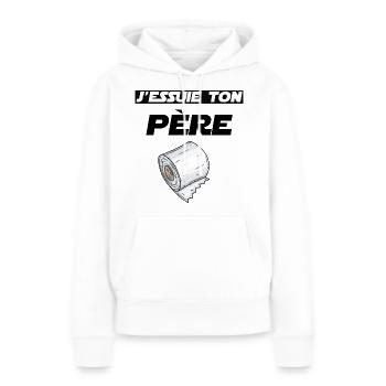 j essuie ton père cadeau anniversaire PQ humour - Sweat à capuche Premium bio Femme - blanc - Devant - Julia (174cm)