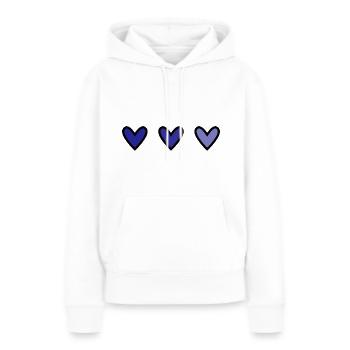 HERZ. HERZ. VALENTINSTAG. LIEBE. LIEBE. HERZ - Frauen Premium Bio Hoodie - Weiß - Vorne - Julia (174cm)
