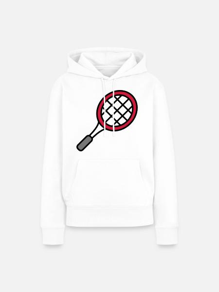 Tennisschläger - Frauen Premium Bio Hoodie - Weiß