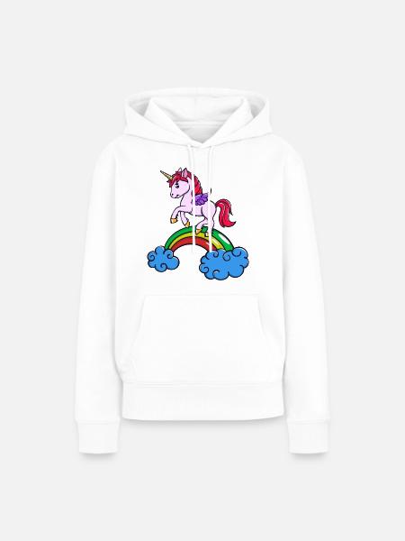 Tier Einhorn - Frauen Premium Bio Hoodie - Weiß