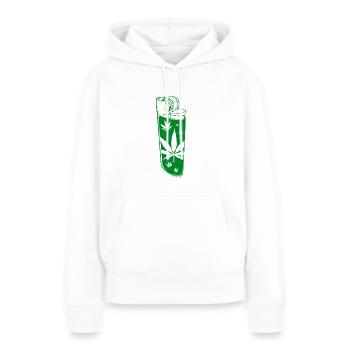 Briquet cannabis vert - Sweat à capuche Premium bio Femme - blanc - Devant - Julia (174cm)