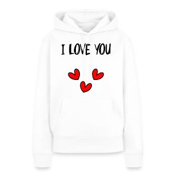 LIEBE. ICH LIEBE DICH. VALENTINSTAG. JUNGGESELLINNENABSCHIED. ICH LIEBE DICH. - Frauen Premium Bio Hoodie - Weiß - Vorne - Julia (174cm)