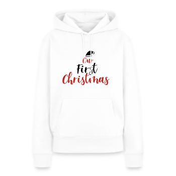 Notre premier Noël - Sweat à capuche Premium bio Femme - blanc - Devant - Julia (174cm)